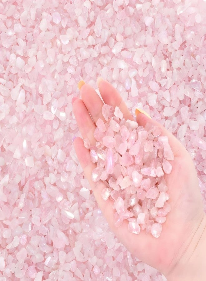 إلفولي، ٥ أرطال من الكريستال الوردي الطبيعي، أحجار رقائق مصقولة ٧-٩ مم، كوارتز غير منتظم الشكل، حجر كريم علاجي للريكي لتزيين النباتات المحفوظة في أصص، صناعة المجوهرات، أعمال يدوية، لون وردي فاتح - Image 1